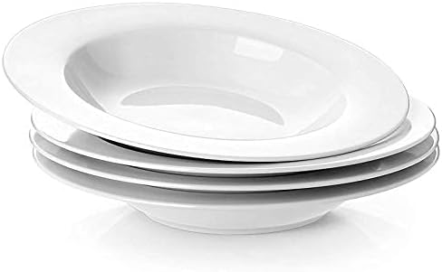 Kitchen Fine Tableware Porcelain Bone China Deep Pasta Plate/Deep Soup Plate/Maggi Plate/Gravy (22 Cm, 6 Plates)