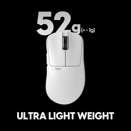 Image of Pulsar Gaming Gears Xlite v4 Wireless Gaming Mouse, Ultra Lightweight 1.9 oz (54g), Ergonomic, Optical Switch, 32000 DPI, 750 IPS, XS-1 Sensor, 8k Compatible (Mini, White)