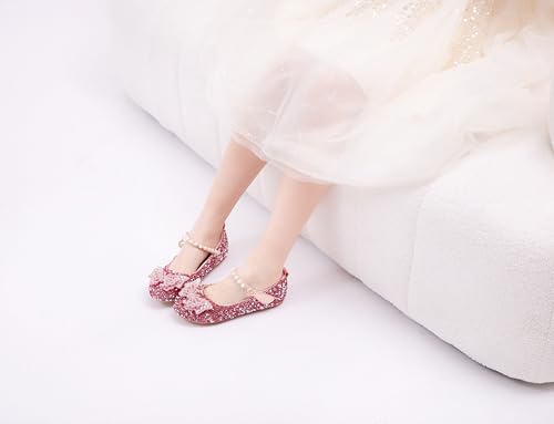 Girls Sparkle Princess Dress Shoes Bow Wedding Party Flower Bridesmaids Mary Jane Ballet Flats for Kid Toddler2