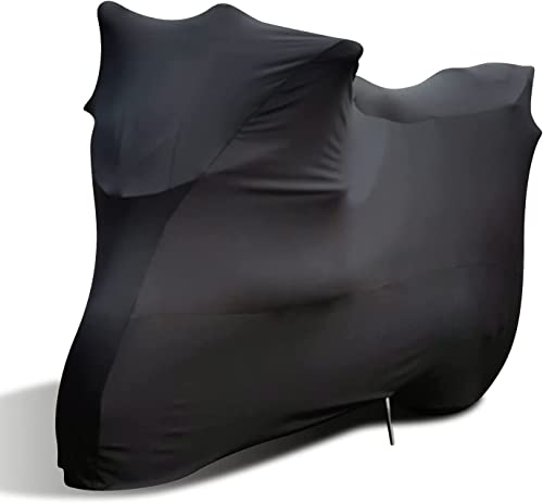 TECTICO Housse d'intérieur pour Moto Elastique Respirant Soft Stretch M Protection complète pour Le Garage et l'exposition de la Moto, Noir, 220 x 95 x 110cm