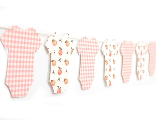 Peach Baby Shower Bodysuit Banner Peach Party Birthday Decor