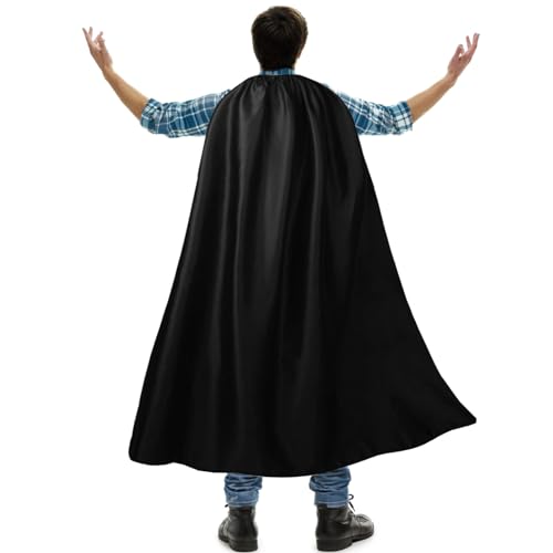 VAAT Adult Superhero Capes and Masks-Halloween Vampire Capes Party Dress Up Superhero Costumes Cosplay Costumes(black-120CM)