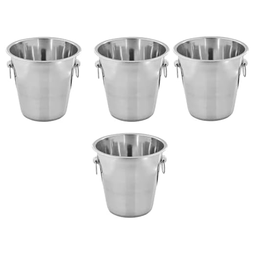 Seau à Champagne en Acier Inoxydable Kosma | Refroidisseur de vin | Seau à glace - 4 litres (paquet de 4)