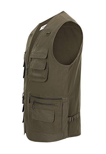Image of Hbufnha Men's Casual Safari Travel Vest 16 Pockets Outdoor Work Vest Sleeveless Jacket Fishing Hiking Photograph
