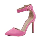 DREAM PAIRS Oppointed-Ankle Women's Pointed Toe Ankle Strap D'Orsay High Heel Stiletto Pumps Shoes,Size 8,Fuchsia,Oppointed-Ankle