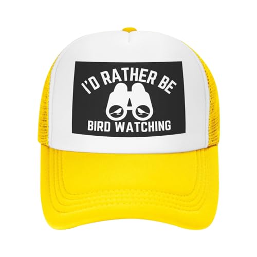 KWQDOZF I'd Rather Be Bird Watching Hat Funny Bird Watcher Gift Mesh Hat for Men Women Baseball Cap Green