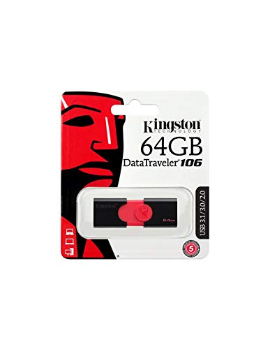 DataTraveler 106 DT106/64GB Flash Drive da 64 GB, USB 3.0, Rosso/Nero - Chiavetta USB - Immagine 1