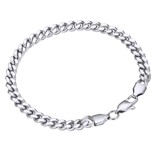 VEXXS Men's Bracelet Flut Cut, 18K Real Gold Plated Miami Cuban Link Bracelet for Men, Diamond Cut Durable No Color Fading Cuban Bracelet 6mm Men’s Gold Bracelet Street Wear Urban Fashion, 7-9 inches,