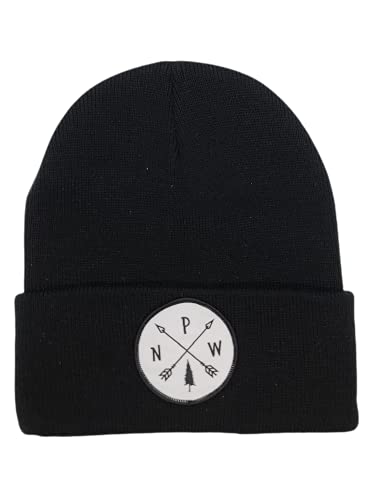 Gorro unisex con parche tejido de brújula PNW Arrows en negro miniatura 1