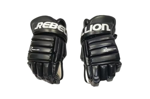 Rebellion 7500 Series Leather Junior Hockey Gloves (Black, 12.5)
