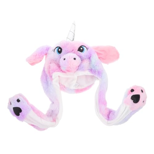 Toddmomy Funny Rabbit Hat with Moving Ears Cute Plush Unicorn Headwear for Festivals Parties and Cosplay Soft and Comfortable Design Great for All Ages