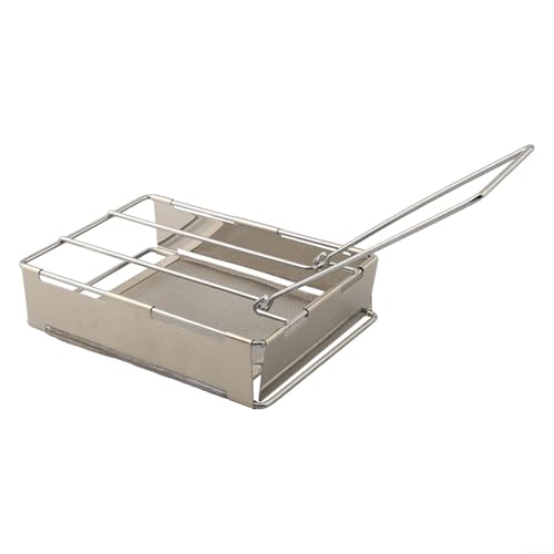 Tostadora de pan portátil para camping, placa de parrilla plegable de acero inoxidable, diseño de malla de tostado uniforme con mango largo para viajes al aire libre