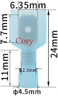 Davitu Electrical Equipments Supplies - Insulated Crimp Terminal 0.5-1.5mm2 (A.W.G22-16) 1.5-2.5mm2 (A.W.G16-14) Male/Female Spade Connector Red/Yellow/Blue - (Color: MDFN2-250)