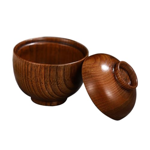ABOOFAN Ciotola in Legno Di Sambuco Con Coperchio Piccola Scodella Giapponese Per Zuppe e Snack Resistenti Protezione Calore Per Servire Porridge e Cibo Tradizionale