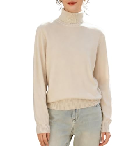 Image of DAIMIDY Turtleneck Sweaters for Women Long Sleeve Pullover Tops | Knitted Material| Soft, Warm and Breathable| High Resilience and Tensile Strength Design| Business Casual Tops| Dailywear