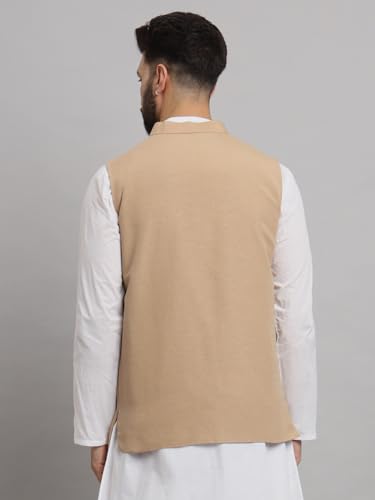 Image of LATEST CHIKAN Men's Traditional Cotton Solid Nehru Jacket /Waistcoat