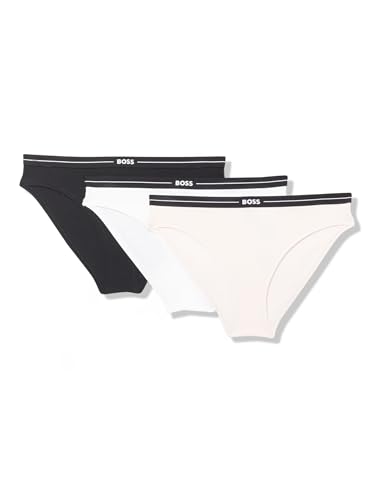 Catálogo de Hugo Boss Dama favoritos de las personas. 46 BOSS - Pack de 3 Calzoncillos con Logotipo para Mujer, Blanco/Rosa Perla/Negro, Large