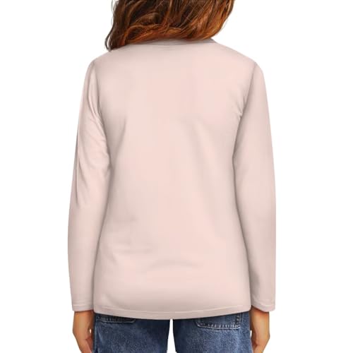 Girls Long Sleeve T Shirt Crew Neck Shirts Polyester Girls Top Casual Stretchy Tee Soft Fabric Pullover 3-16Y3