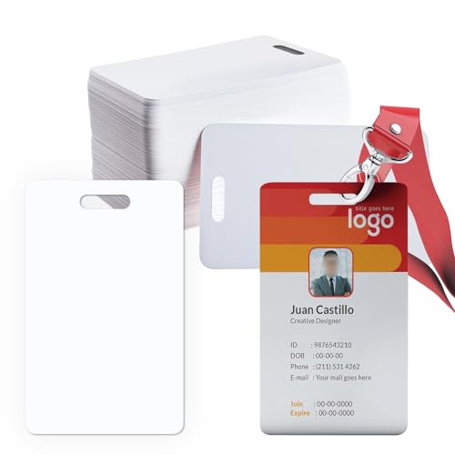 20 Pack Premium Blank PVC Cards with Slot Punch on Short Side - CR80 30mil Vertical Slot Punch Blank...