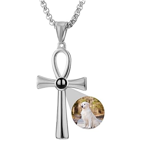 RWQDZOM Collar de Cruz de Proyección de Fotos Personalizado para Hombres Cover