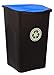 BigDean XL Mülleimer 50L - schwarz mit blauem Klappdeckel - ideal für Außenbereich, Büro, Papiermüll & Küche - Mülltonne Abfallbehälter Abfalleimer Müllbehälter