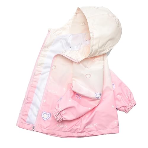 Girls Gradient Cute Heart Print Hooded Jacket Lightweight Versatile Outdoor Zip Up Outerwear Coat with Pockets for 3-15 Years4