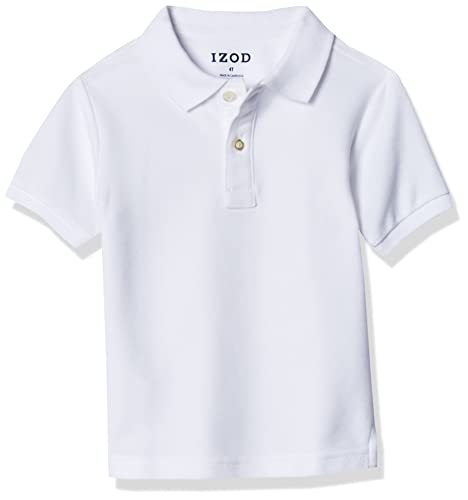IZOD Camisa polo infantil de piquê de manga curta para meninos, Branco, 18-20 Husky
