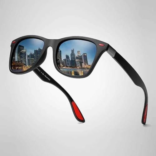 Image of PIRASO Wayfarer, Clubmaster, Sports Sunglasses (For Men & Women, Black, Red)(FT KC BLACK RED)