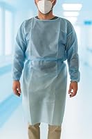 SESCO 10 Stück Einwegschutzmäntel Einwegkittel Einweg Kittel Isolationskittel Besucherkittel OP-Kittel Schutzmantel Schutzkittel PP/PE blau XL