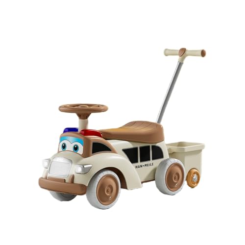 WXQ乗用玩具 子供 車足こぎ乗用玩具 列車の形状 室内玩具 レトロカー 乗用玩具 子供用車 おもちゃの収納 乗り物 学習用歩行玩具 バランス感覚 男の子 女の子 誕生日プレゼント (コーヒー色,手押しハンドル+シングルバケツ+光と音楽)