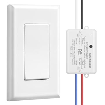 Suraielec Interruptor de luz remoto sem fio, sem fio, sem WiFi, alcance de RF de 30 m, pré-programado, kit de interruptor e receptor sem fio expansível, luminária de controle remoto para lâmpada, luz de teto, ventilador