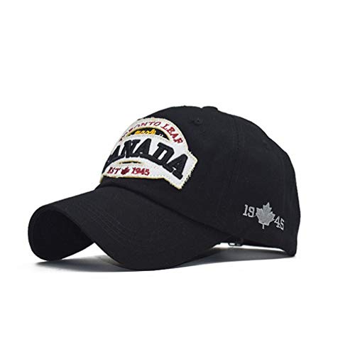XibeiTrade Canada Maple Flag Cotton Baseball Cap for Men Women Sports Outdoor Sun Hat (Black)