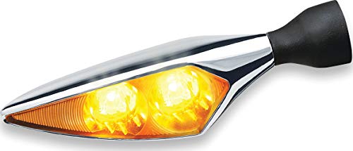 Kuryakyn 2549 Motorcycle Lighting Accessory: Kellermann Micro Rhombus Extreme, LED Turn Signal/Blinker Light, Amber, Front Right/Rear Left, Chrome, Pack of 1
