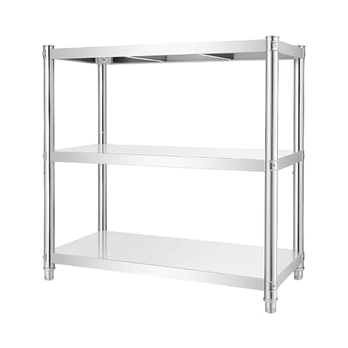 Table de travail en acier inoxydable durable avec étagère à 3 niveaux