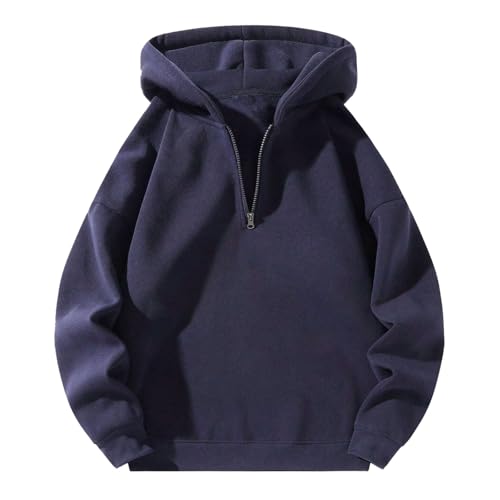 Men's Hoodies Oversized Quarter Zip Fleece Warm Soft Hooded Sweatshirt Trendy Long Sleeve Casual Comfy Pullover Tops