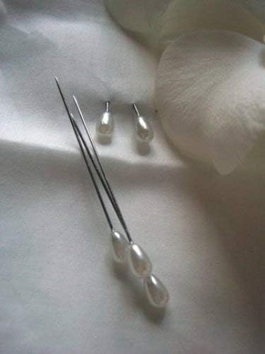Atlantic Brand Premium White Pearl Pear Pins 2"