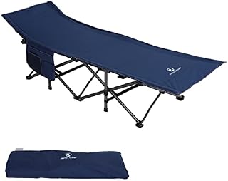 ALPHA CAMP Camping Folding Bed, Heavy Duty Sturdy Camp Beds for Adults, Oversized Sleeping Cot Supports 280kg Folding Steel Frame Portable with Carry Bag, Navy