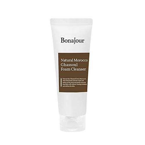 [BONAJOUR] Natural Morocco Ghassoul Foam Clenser for Daily Face Washing, Remove make-up & Pore tightening 5.29 Fl. Oz