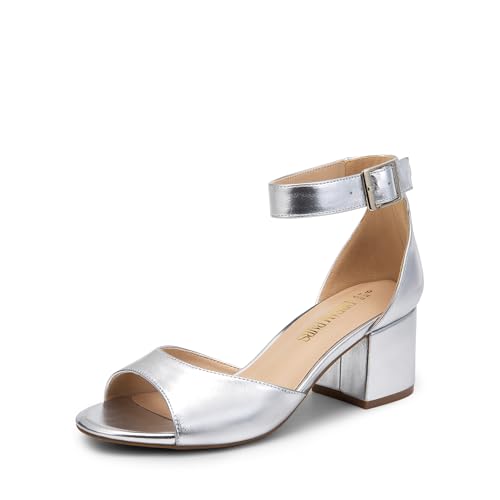 Image of DREAM PAIRS Women's Chunky Heel Sandal | 2.2 inch chunky block heels,open toe with ankle strap buckle, classic comfortable heeled sandals,wedding party dress shoes