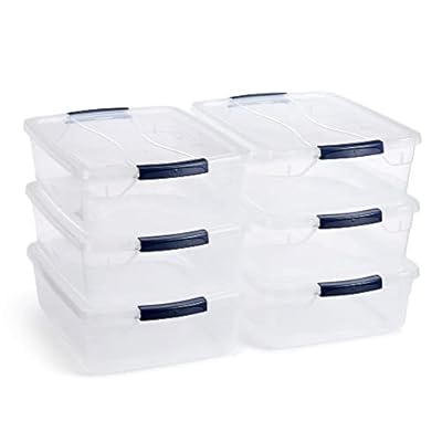 Rubbermaid Cleverstore 17 Qt Clear Storage Bins with Latching Lids, 6-Pack, Stackable, BPA-Free, Made in USA