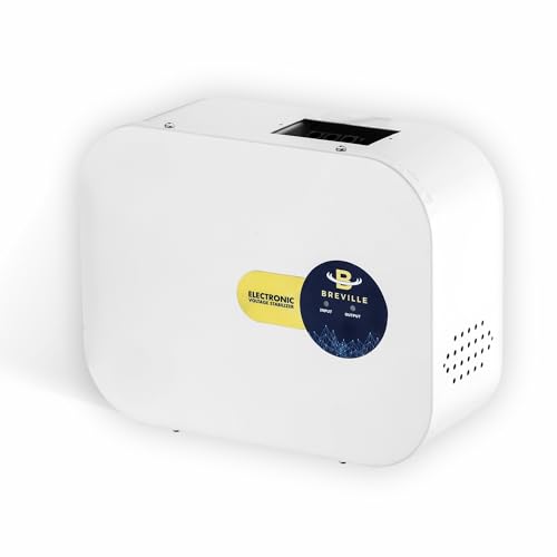 Image of Breville AC Voltage Stabilizer Upto 1.5 Ton AC | 160V-285V | LED Display | Low & High Voltage Protection for Inverter, Split & Window AC | 3-Year Warranty (White)