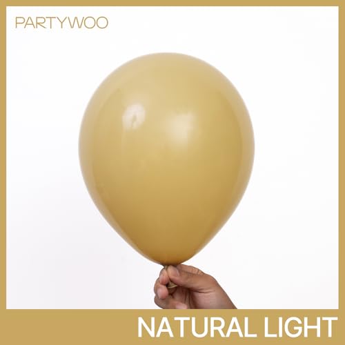 Image of PartyWoo Tan Balloons 140pcs Different Sizes of 18 12 10 5 Inch Light Brown Neutral Boho Coffee Balloon Arch Kit Garland for Wedding Baby Shower Safari Woodland Birthday Party Decorations Brown-F19