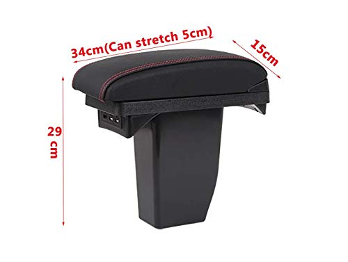 Bracciolo Auto Compatibile con Peugeot 2008 (2008-2019) - Poggia braccio per Auto in Pelle Nera con Posacenere, Vano Portaoggetti e Prolunga USB