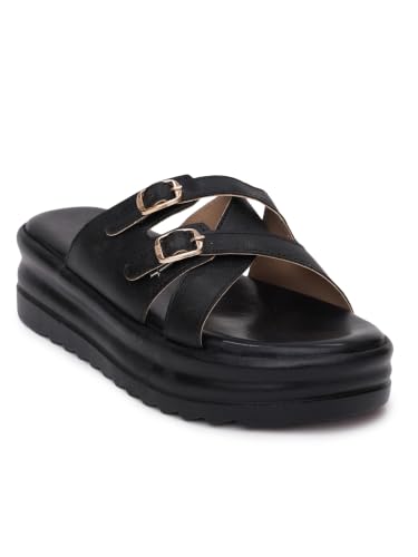 Image of TRYME Women's Stylish Platform Heel Sandals | Comfortable Slip-On Fashion Footwear for College, Office & Casual Wear