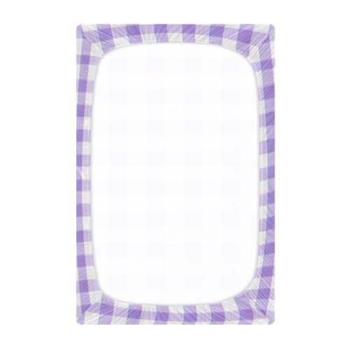 Image of Crib Sheet Breathable Soft Crib Mattress Sheet for Baby Toddler Boys Girls Fitted Crib Sheet Fit Standard Crib Mattress 39 x 27 Inch Purple Gingham Checkered