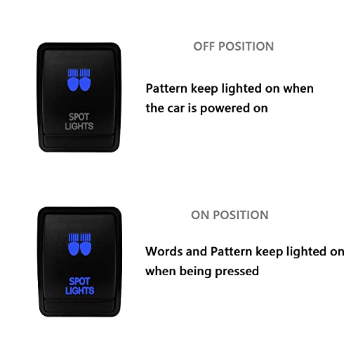 Image of Blue Led Spot Lights Push Button Switch with Wiring Connector for Nissan Pathfinder R52 Navara NP300 X-Trail T32 Qashqai Dashboard 3A /12V (30 mm x 23 mm)