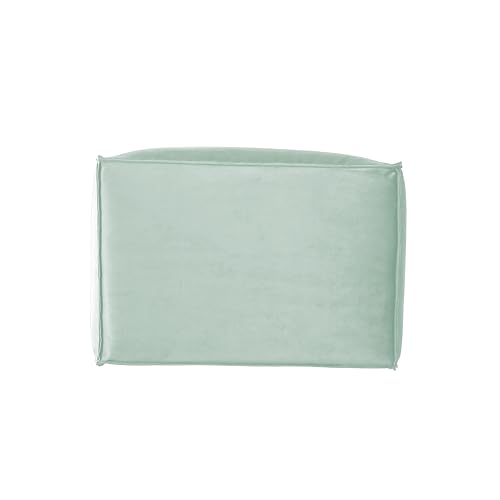 Factory Direct Partners Velvety and Vinyl Overstuffed Rectangle Ottoman for Living Room, Lounge, Office - Aloe