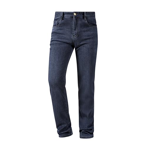 Classic Straight-Leg Comfortable Jeans Men's Style, Medium Blue wash Soft Denim Fabric with Elegant Button Zipper