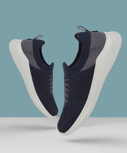 Image of Aqualite Colourblock Slip-on Casual Shoes| Walking Shoes for Men (Grey & Blue), UK 09