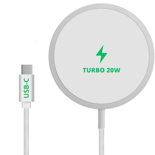 Carregador Por Indução 20W Turbo, Cabo De Indução Magnético Sem Fio Tipo C 20W, Compatível com MagSafe Carregamento Rápido 1M, Branco, Power Delivery, Cabo Tipo C